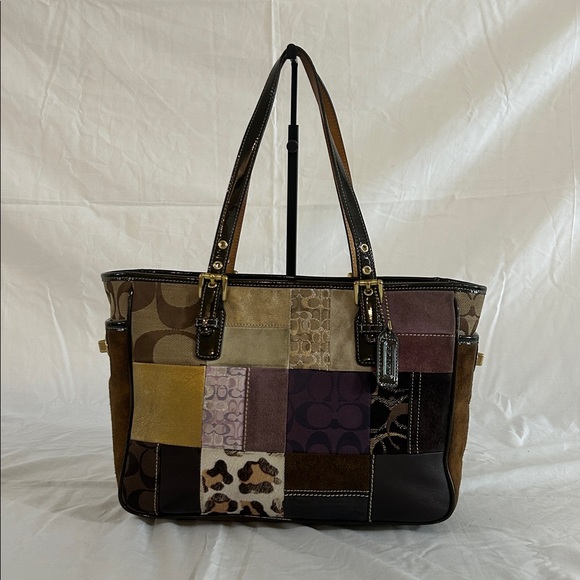 Coach Holiday Patchwork 9499 Purple Leather Tote - Picture 1 of 13
